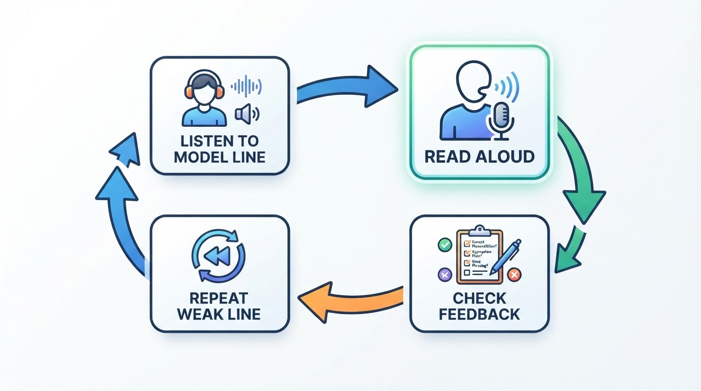 Workflow diagram for read aloud practice.