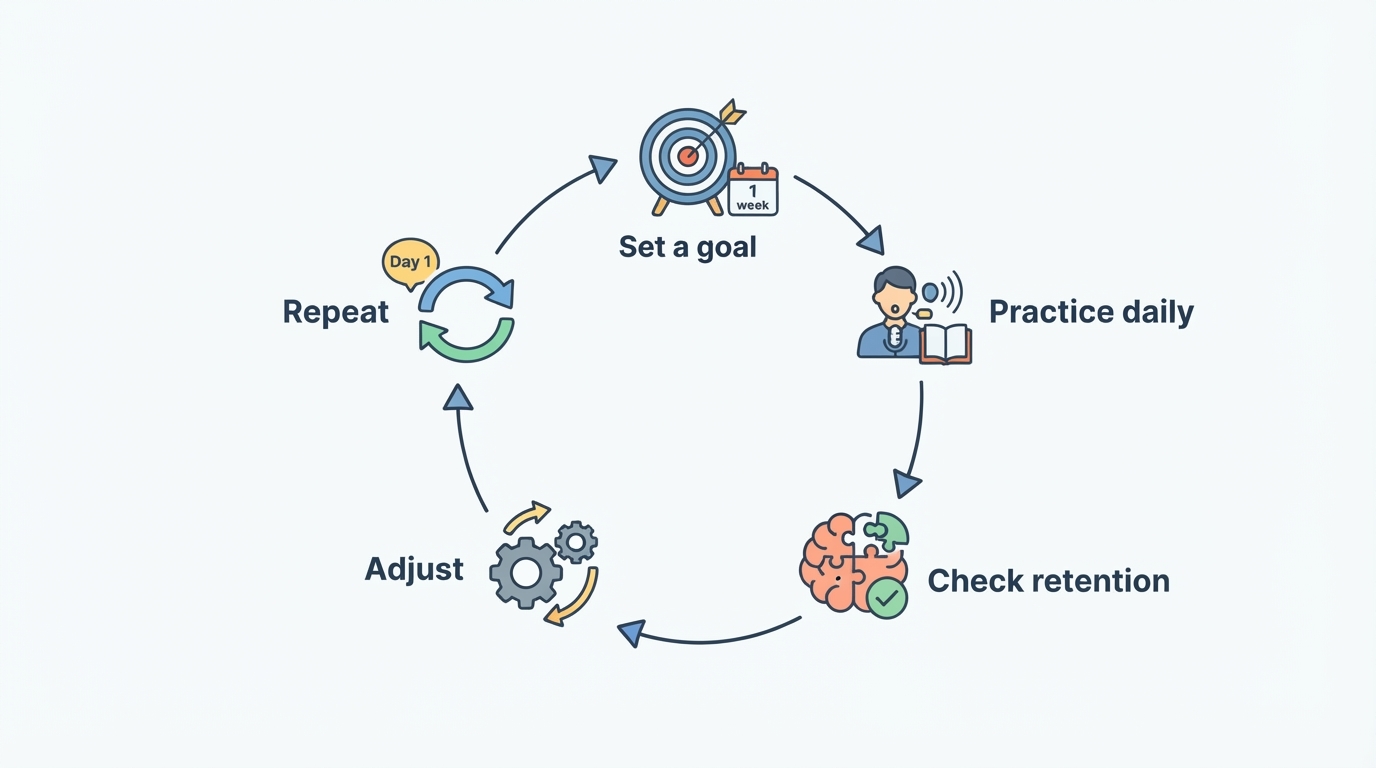 Workflow diagram for ai language learning apps.