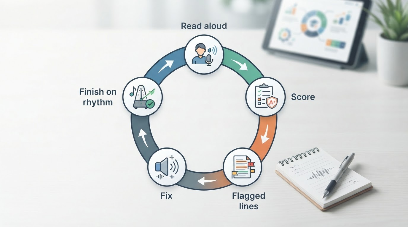 Workflow diagram for practice english pronunciation with ai feedback.
