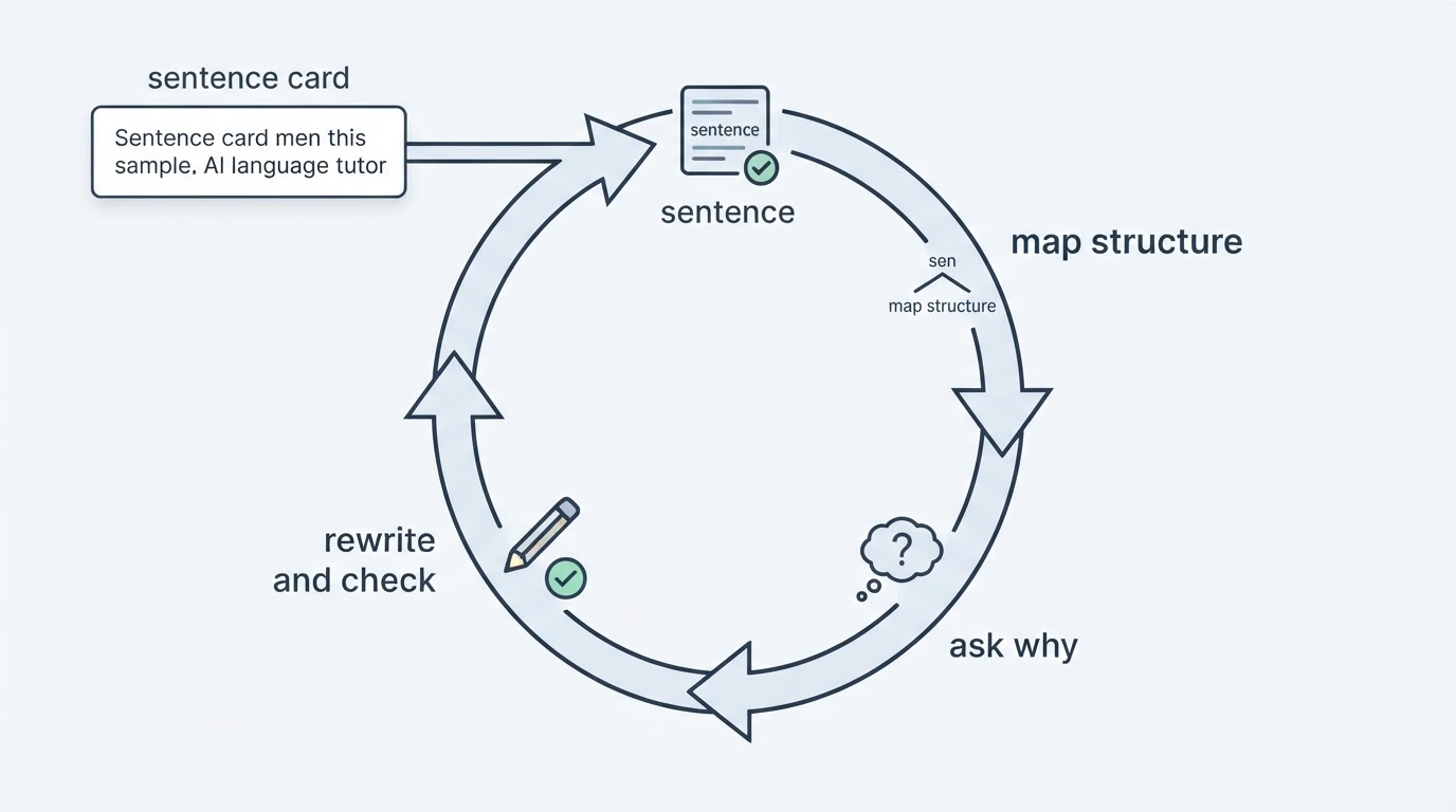 Workflow diagram for ai language tutor for sentence analysis.